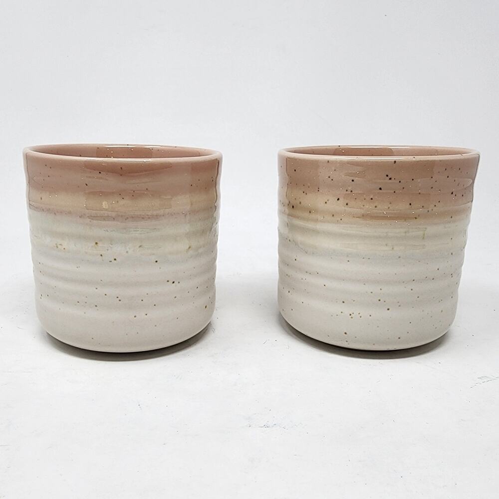 SKO Baum Hearth Mugs Stoneware Blush Pink and Cream Speckled 15 oz. - Picture 2 of 6